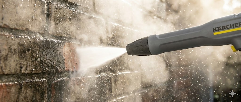 Vysokotlaký proud vody 350 bar při čištění povrchu